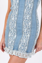 Load image into Gallery viewer, Here For The Lace Denim Dress