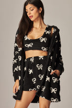 Load image into Gallery viewer, Cozy Fleece 3 Piece Pajama Set Bow Black