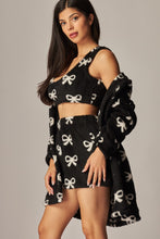Load image into Gallery viewer, Cozy Fleece 3 Piece Pajama Set Bow Black