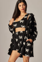 Load image into Gallery viewer, Cozy Fleece 3 Piece Pajama Set Bow Black