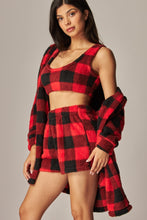 Load image into Gallery viewer, Cozy Fleece 3 Piece Pajama Set Plaid Red
