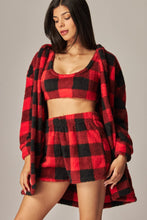 Load image into Gallery viewer, Cozy Fleece 3 Piece Pajama Set Plaid Red