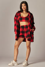 Load image into Gallery viewer, Cozy Fleece 3 Piece Pajama Set Plaid Red