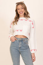 Load image into Gallery viewer, Ribbon Cropped Sweater Top