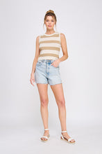 Load image into Gallery viewer, Pebble Knit Striped Tank Latte