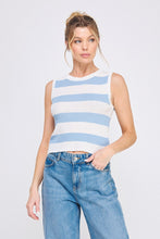 Load image into Gallery viewer, Pebbled Knit Striped Tank Blue