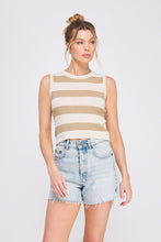 Load image into Gallery viewer, Pebble Knit Striped Tank Latte