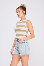 Load image into Gallery viewer, Pebble Knit Striped Tank Latte