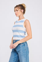 Load image into Gallery viewer, Pebbled Knit Striped Tank Blue