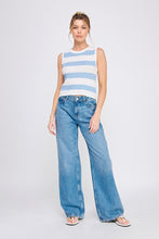 Load image into Gallery viewer, Pebbled Knit Striped Tank Blue