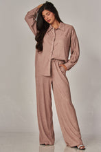 Load image into Gallery viewer, Crinkled Rhinestone Lounge Set Mocha