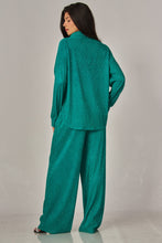 Load image into Gallery viewer, Crinkled Rhinestone Lounge Set Emerald
