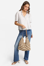 Load image into Gallery viewer, Bianca Patterned Straw Hobo Tote Bag