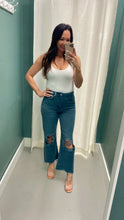Load image into Gallery viewer, 90's Vintage Crop Flare Blue