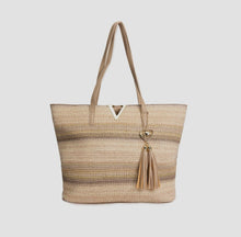 Load image into Gallery viewer, Oasis Stripped Summer Straw Tote