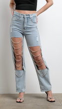 Load image into Gallery viewer, Rhinestone Cut Out Jeans