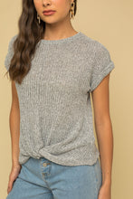 Load image into Gallery viewer, Waffle Knit Twist Top Grey