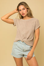 Load image into Gallery viewer, Waffle Knit Twist Top Oatmeal