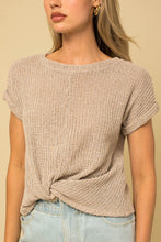 Load image into Gallery viewer, Waffle Knit Twist Top Oatmeal