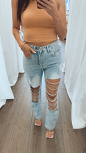 Load image into Gallery viewer, Rhinestone Cut Out Jeans