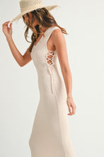 Load image into Gallery viewer, Lace Up Crochet Midi Dress