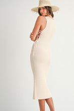Load image into Gallery viewer, Lace Up Crochet Midi Dress
