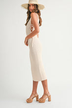 Load image into Gallery viewer, Lace Up Crochet Midi Dress