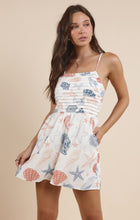 Load image into Gallery viewer, Seashells Pleated Bodice Romper