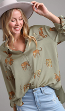 Load image into Gallery viewer, Cheetah Dreams Satin Button Down