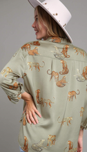 Load image into Gallery viewer, Cheetah Dreams Satin Button Down