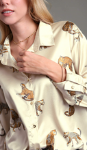 Load image into Gallery viewer, Cheetah Dreams Satin Button Down