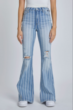 Load image into Gallery viewer, Stripe High Rise Super Flare Jeans