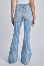 Load image into Gallery viewer, Stripe High Rise Super Flare Jeans