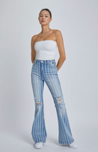 Load image into Gallery viewer, Stripe High Rise Super Flare Jeans