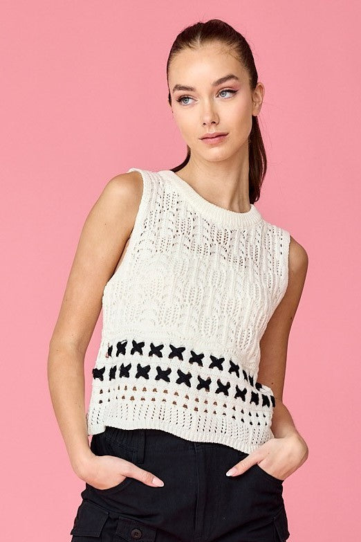 Riley Crochet Top White