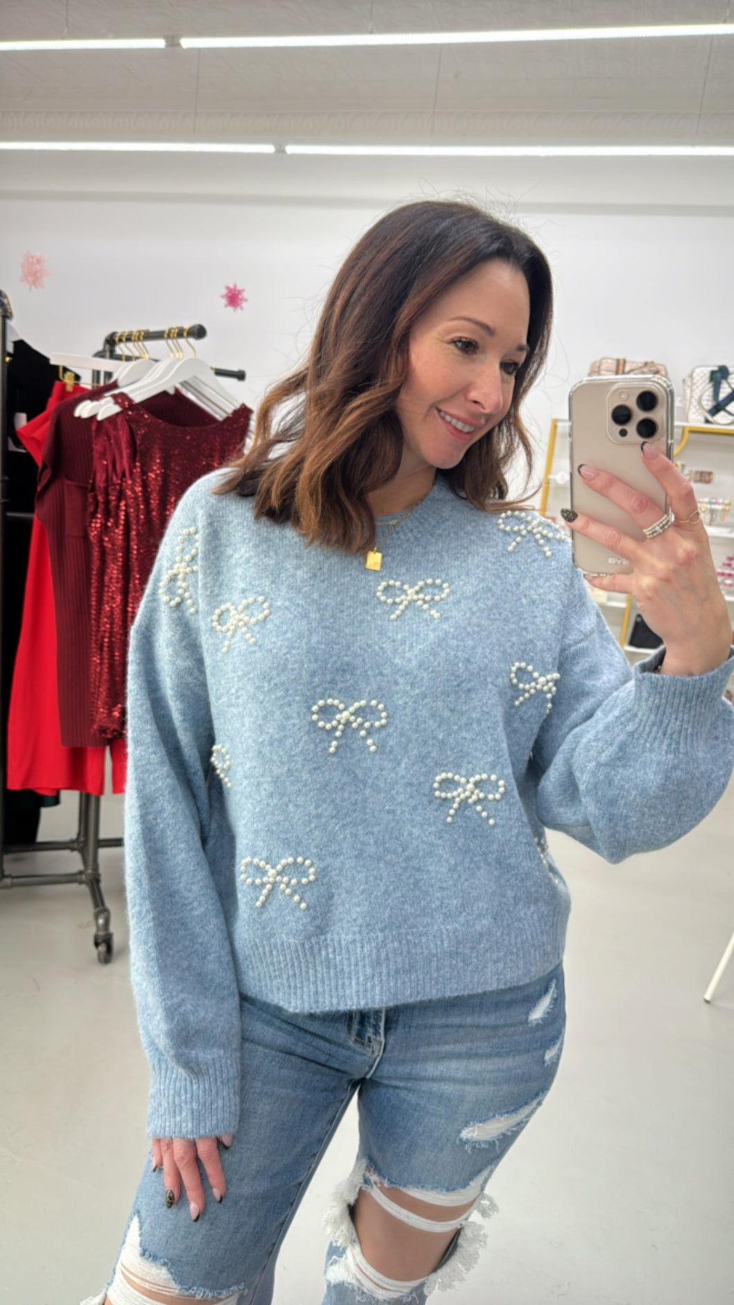 Pearly Bow Sweater