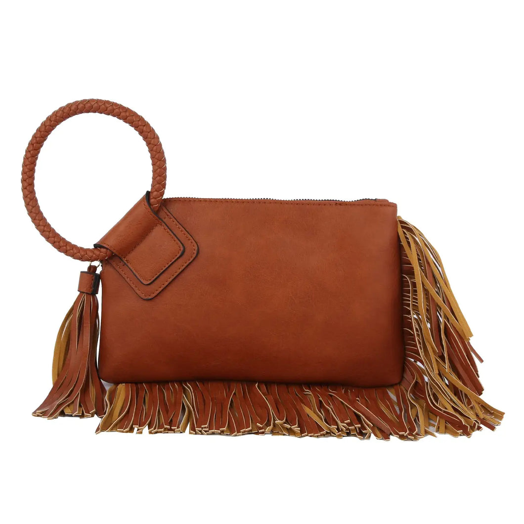 Fringe Leather Wristlet/Clutch