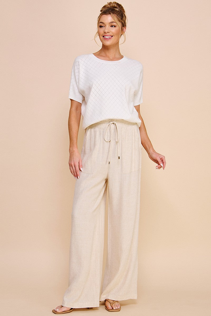 Linen Summer Wide Leg Pants Natural