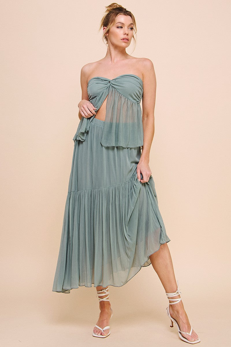 Teal Ocean Midi Skirt