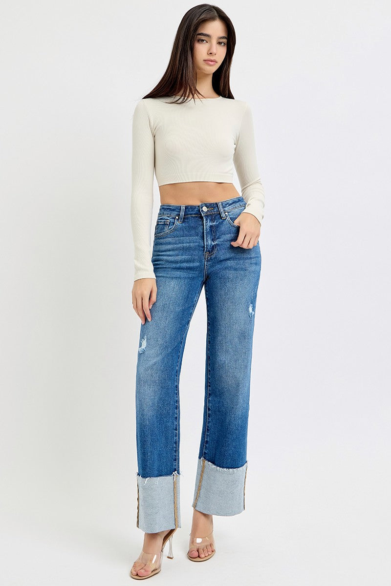 Sally Cuffed High Rise Jeans