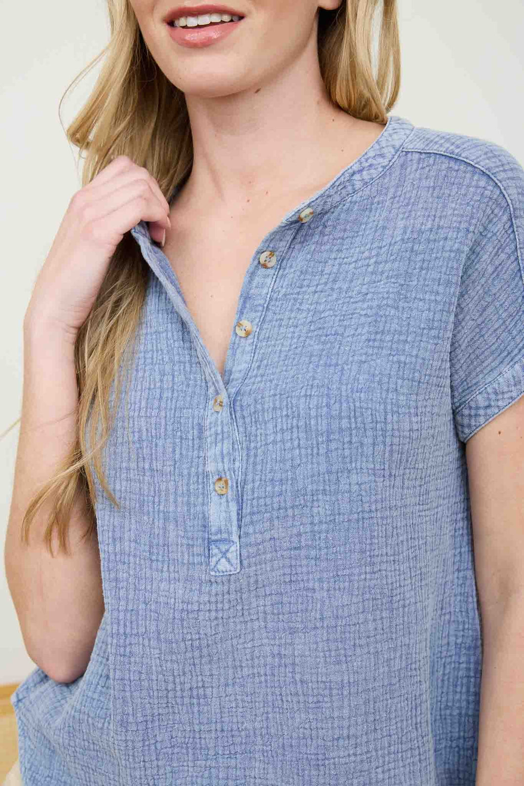 Henley Chambray Top