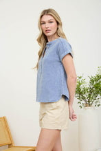 Load image into Gallery viewer, Henley Chambray Top
