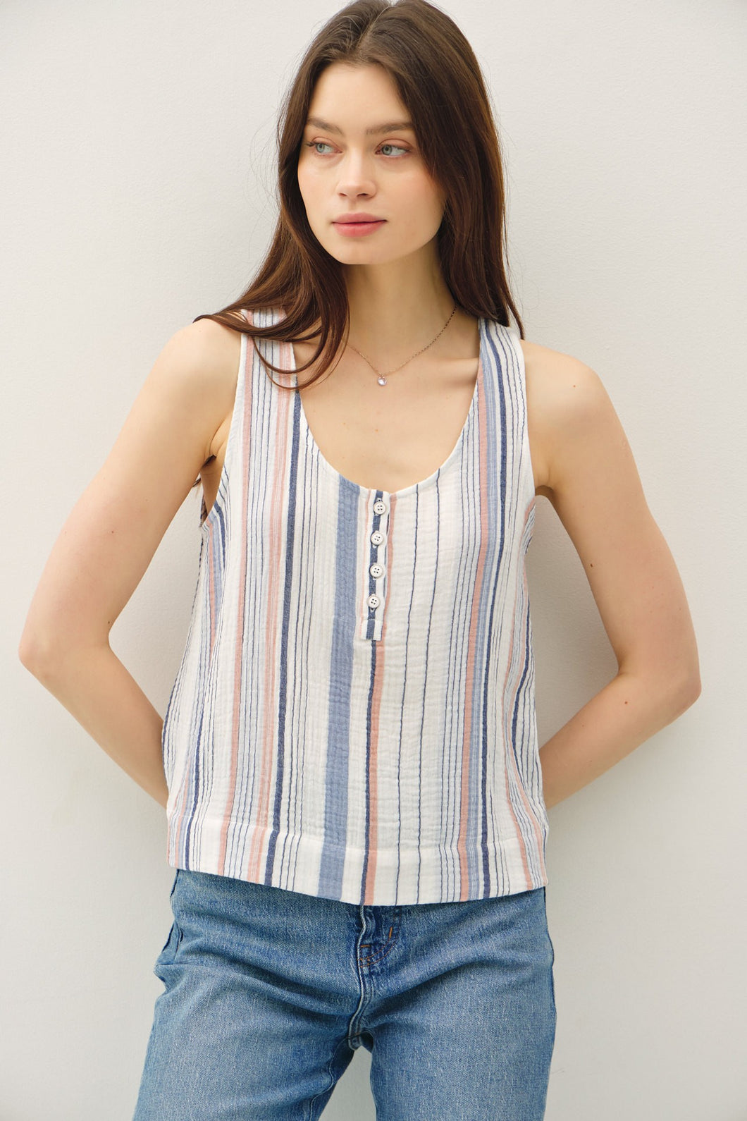 Henley Stripe Tank