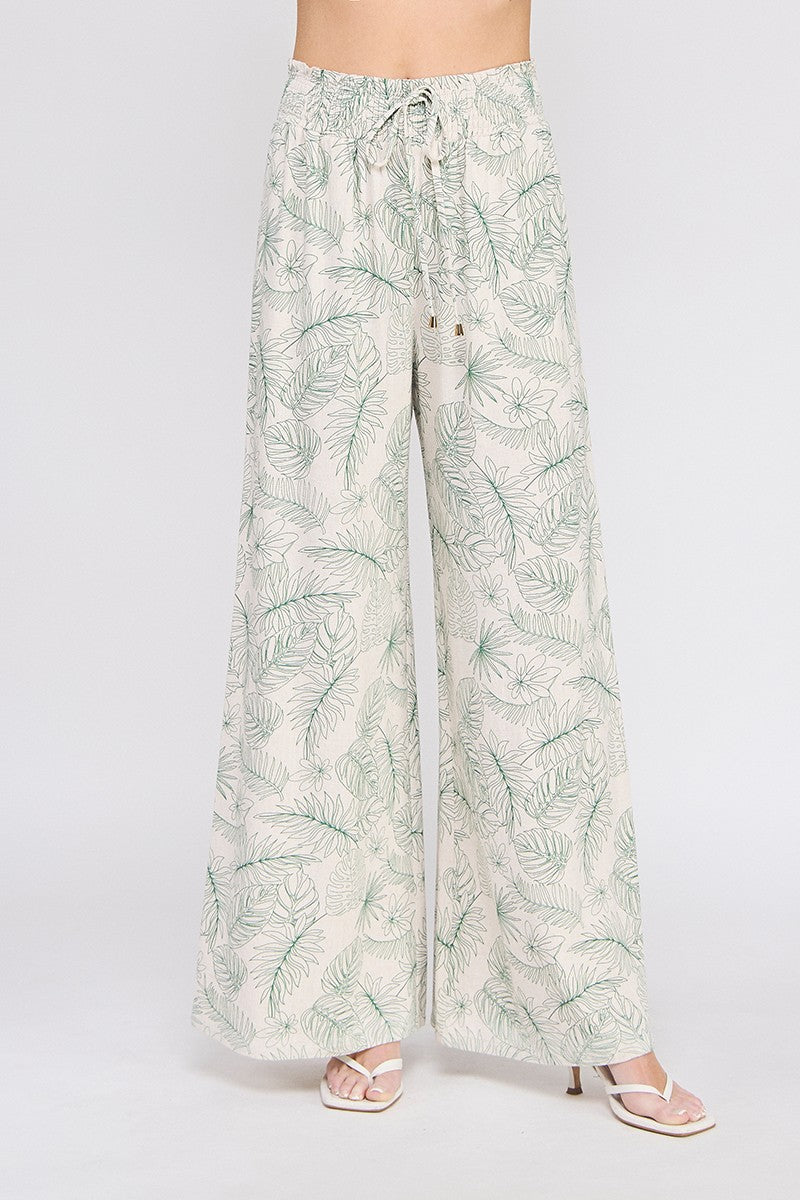 Green Tropics Linen Pants