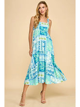 Load image into Gallery viewer, Blue Palm Midi Dress
