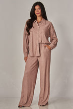Load image into Gallery viewer, Crinkled Rhinestone Lounge Set Mocha
