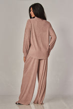 Load image into Gallery viewer, Crinkled Rhinestone Lounge Set Mocha
