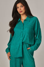 Load image into Gallery viewer, Crinkled Rhinestone Lounge Set Emerald
