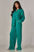 Load image into Gallery viewer, Crinkled Rhinestone Lounge Set Emerald

