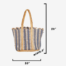 Load image into Gallery viewer, Striped Jute Braid Tote Bag

